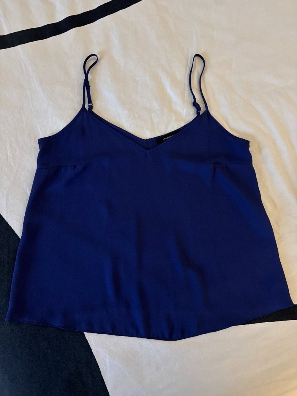 Atmosphere Navy Blue Satin V-Neck Cami Tank Top Sz 8